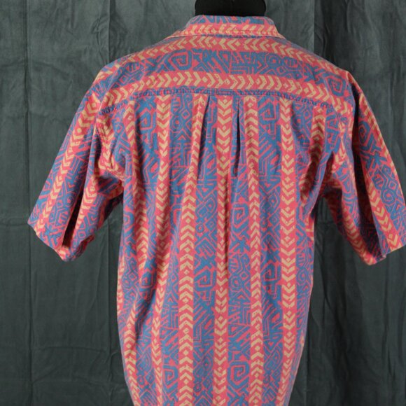 Vintage Button Down shirt - Neon Stripe Tribal Pattern - Men's Extra-Large - Picture 7 of 10